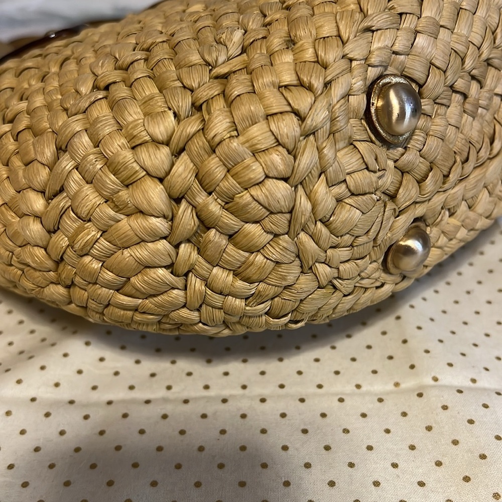 Michael KORS Small Straw handbag with leather trim and handless - Picture 7 of 14